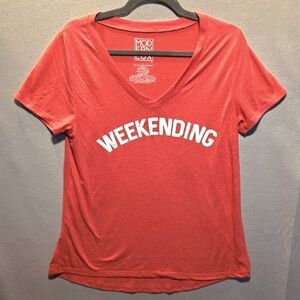 Womens Red 'Weekending' Short Sleeve Tee Size LARGE